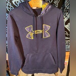 Under Armour Men's Dark Blue Hoodie with Yellow Logo